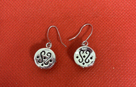 925 Silver Earrings Rounder with Black Stone (5 g)