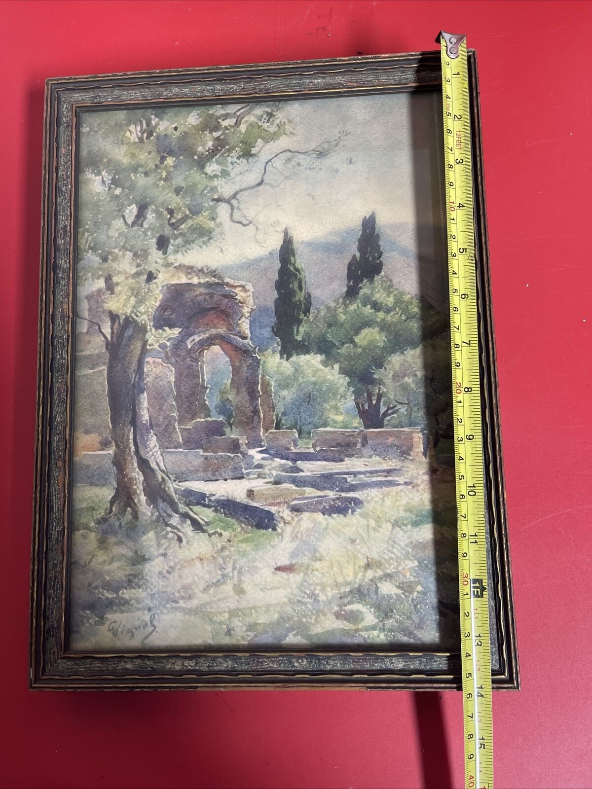 PIERRE VIGNAL Watercolor Art Print TIVOLI In the Gardens Of The Villa Adriana 2