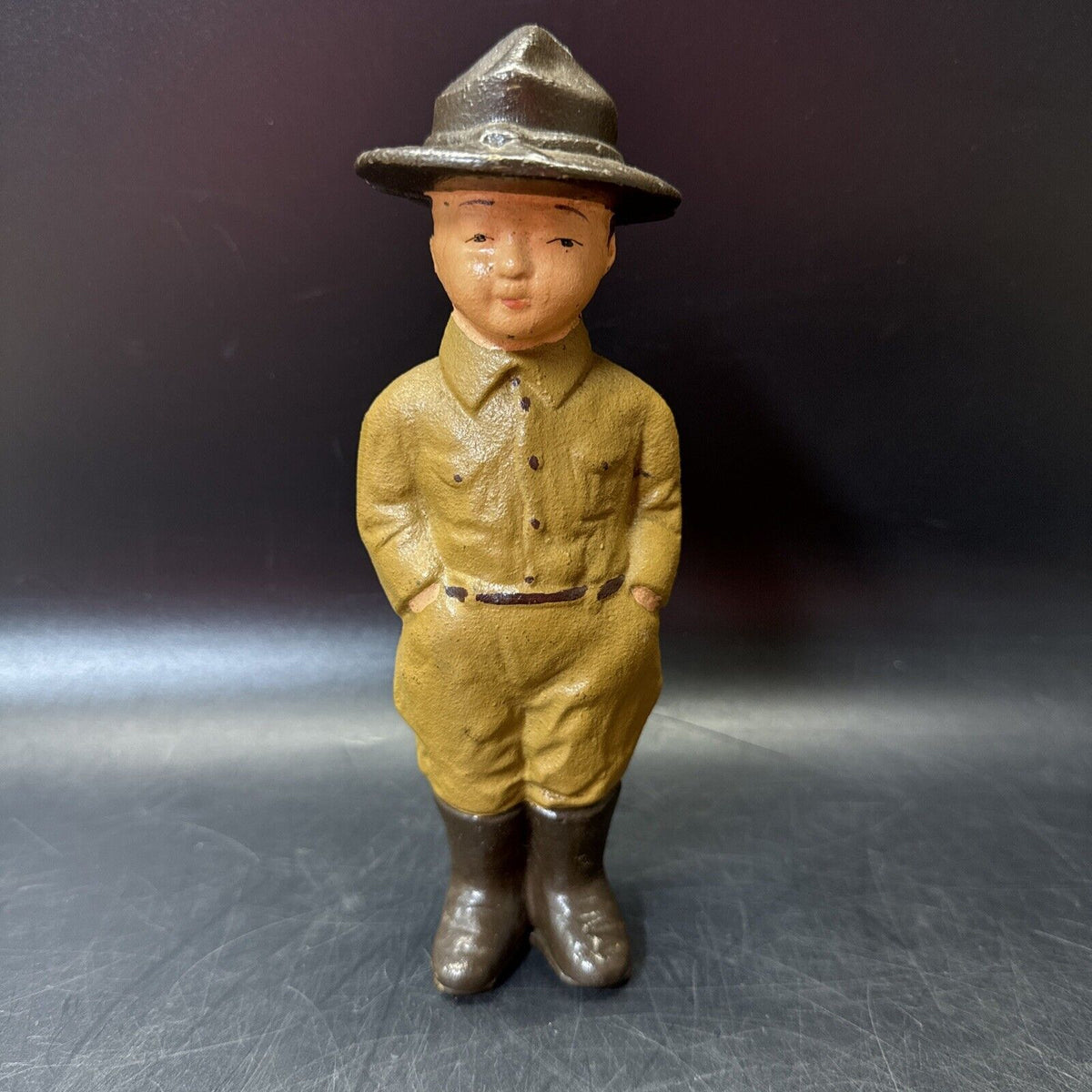Ranger Dough Boy Solider Cast Iron Still Penny Bank