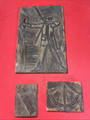 3 Vintage Carved WOODEN BLOCK STAMP for Hand Printing Fabric/Textiles/Wallpaper