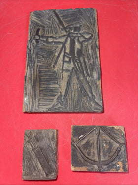 3 Vintage Carved WOODEN BLOCK STAMP for Hand Printing Fabric/Textiles/Wallpaper