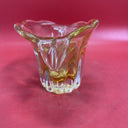Hand Blown Murano Style Yellow Amber Art Glass Vase
