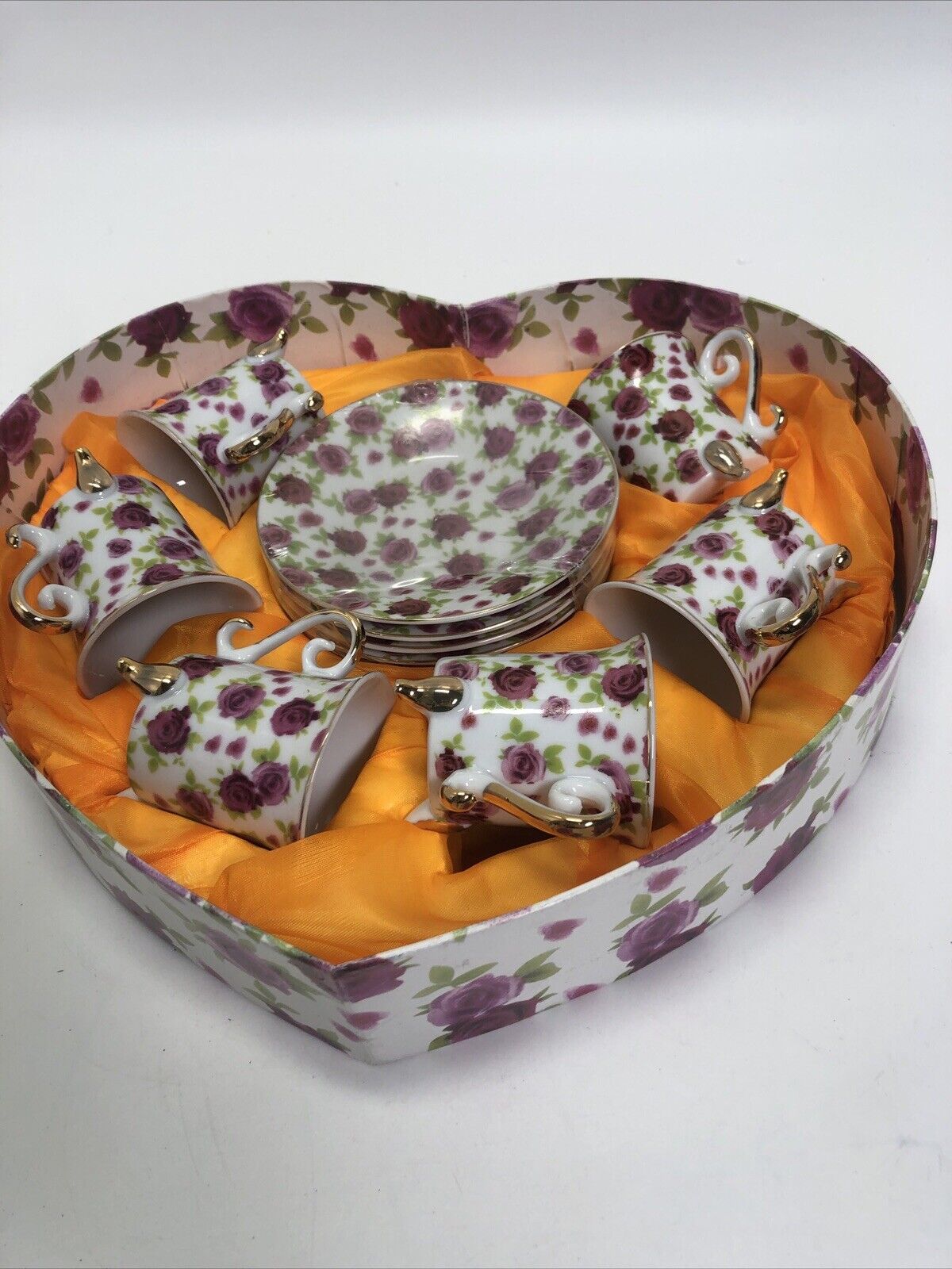 Set Of Coffee Saint Valentine 12 Piece New China Porcelain