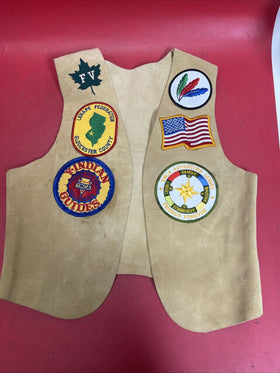 Vintage 90s YMCA Indian Guides Adult Leather Vest Patches