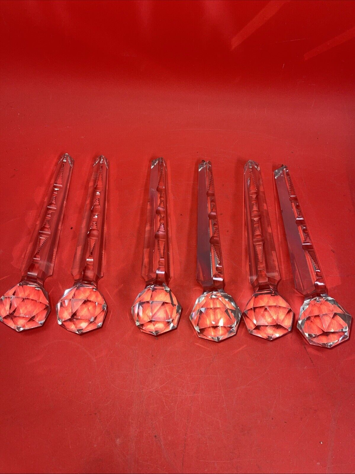 Lot Of 6 Hanging Lamp Crystals 8” Long