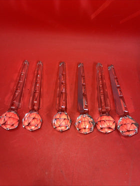 Lot Of 6 Hanging Lamp Crystals 8” Long