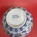Hand Painted Ceramic Globe Chinese Vase Floral Pastel Blue Green Pink