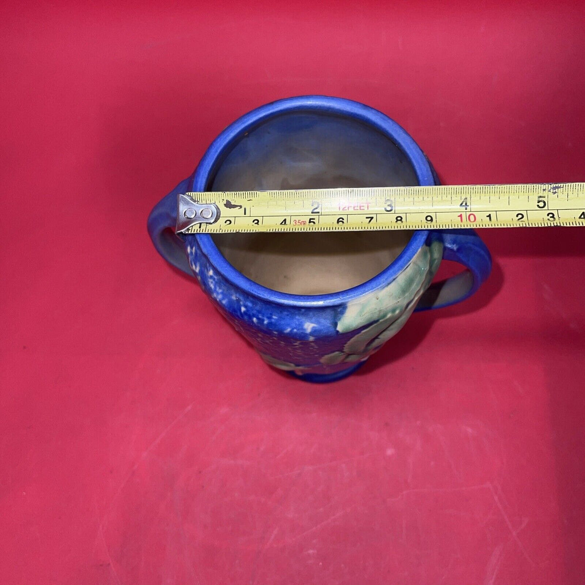 Roseville Fuchsia Blue  Vintage Art Pottery Ceramic Flower Vase 893-6