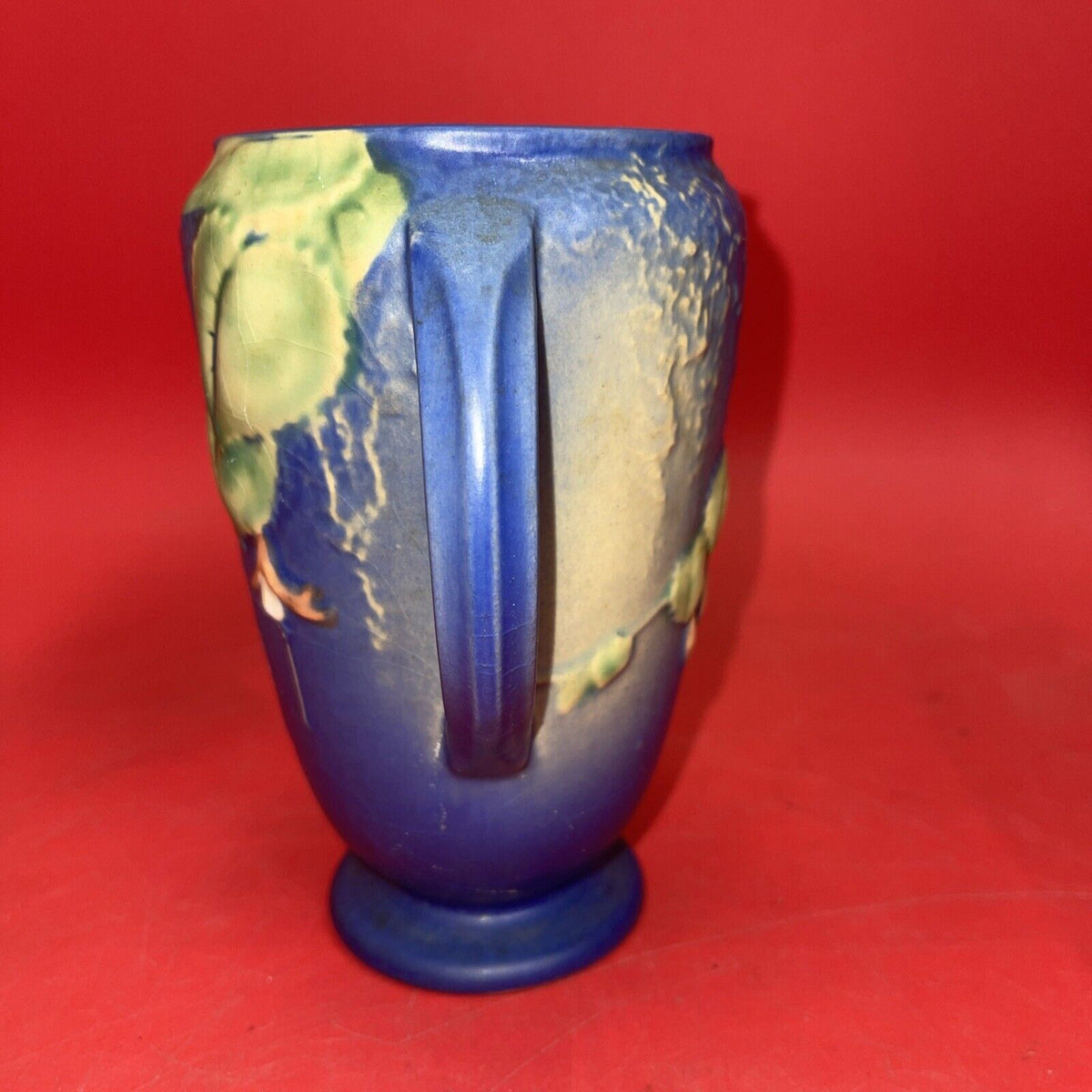 Roseville Fuchsia Blue  Vintage Art Pottery Ceramic Flower Vase 893-6