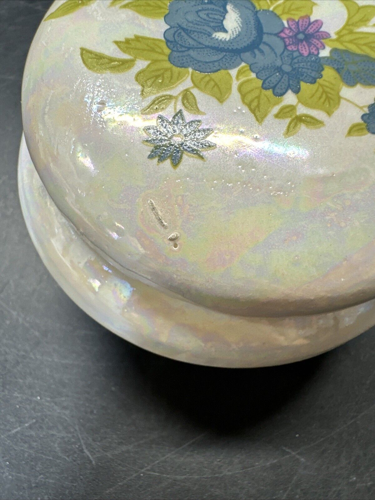 Vintage  Ceramic Flower Design Jewelry Trinket Box/Made in Taiwan, Lot Of 2