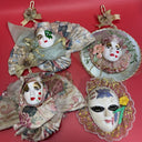 Ceramic Clown Jester Fan Style Ruff Venetian Style Decor Mask Lot 4