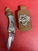 Franklin Mint Wolfs Head Novelty Folding Pocket Knife