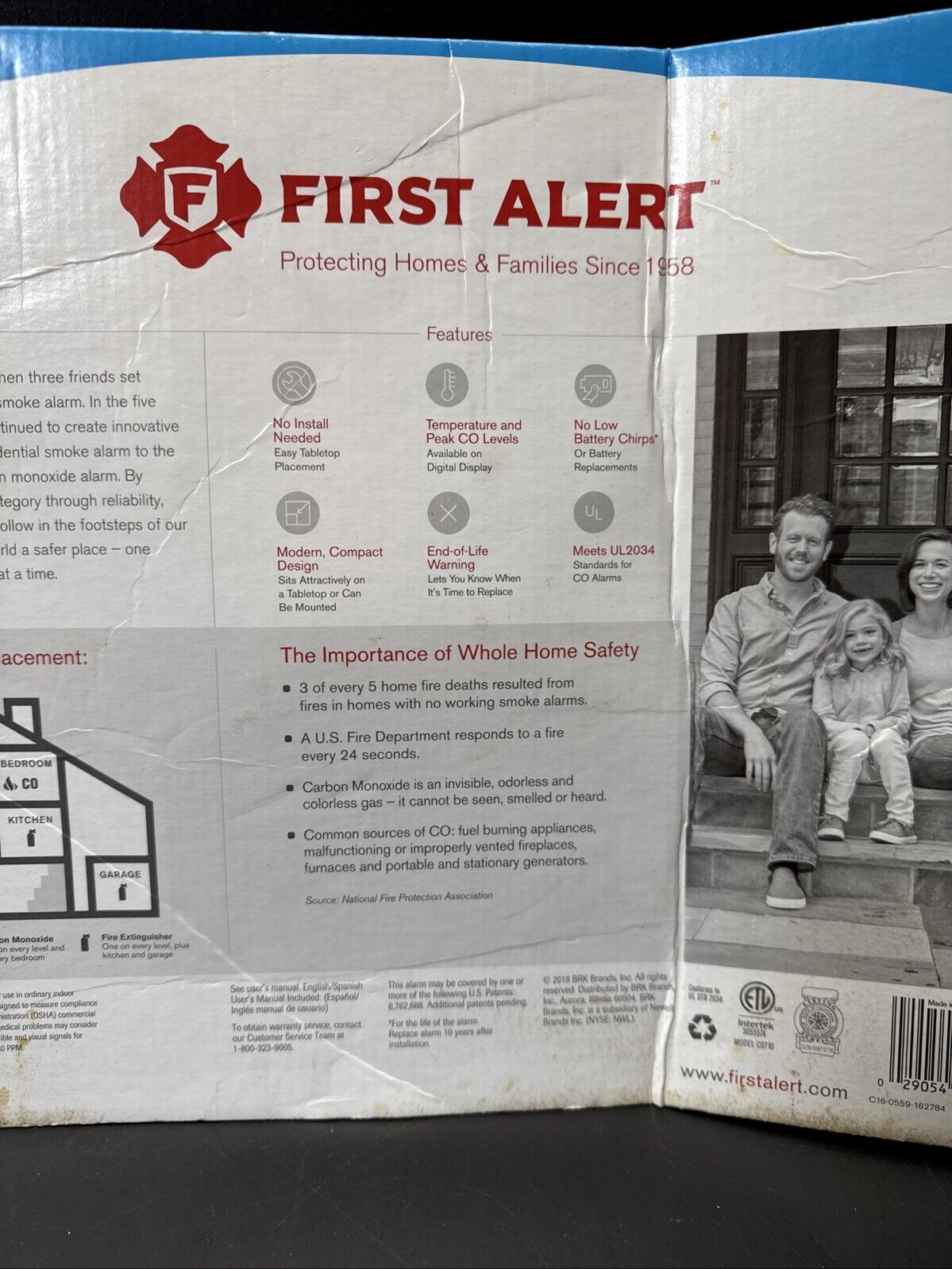 First Alert CO1210CP1 Carbon Monoxide Alarm - White/ The Box Is Damage