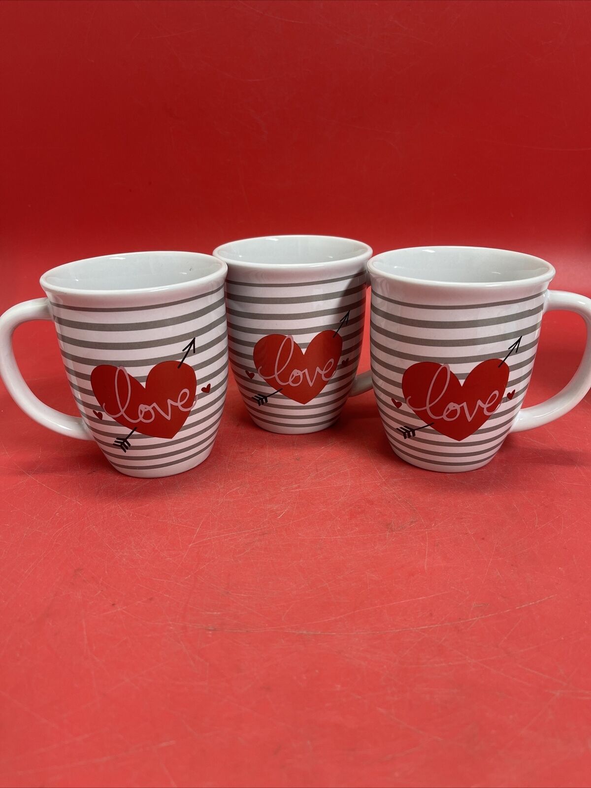 Kane Home Love Stoneware Coffee Mug Heart Valentines Lot 3