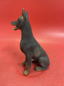 Vintage Black Doberman Pinscher  Sitting Dog Sculpture