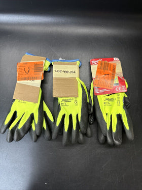 Milwaukee 48-73-8922 High Visibility Cut Level 2 A2 Size 9”/L Gloves, Lot 3 Pair