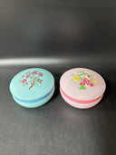 Vintage Blue And Pink Trinket Box With Flower Detailing/ Lot Of 2