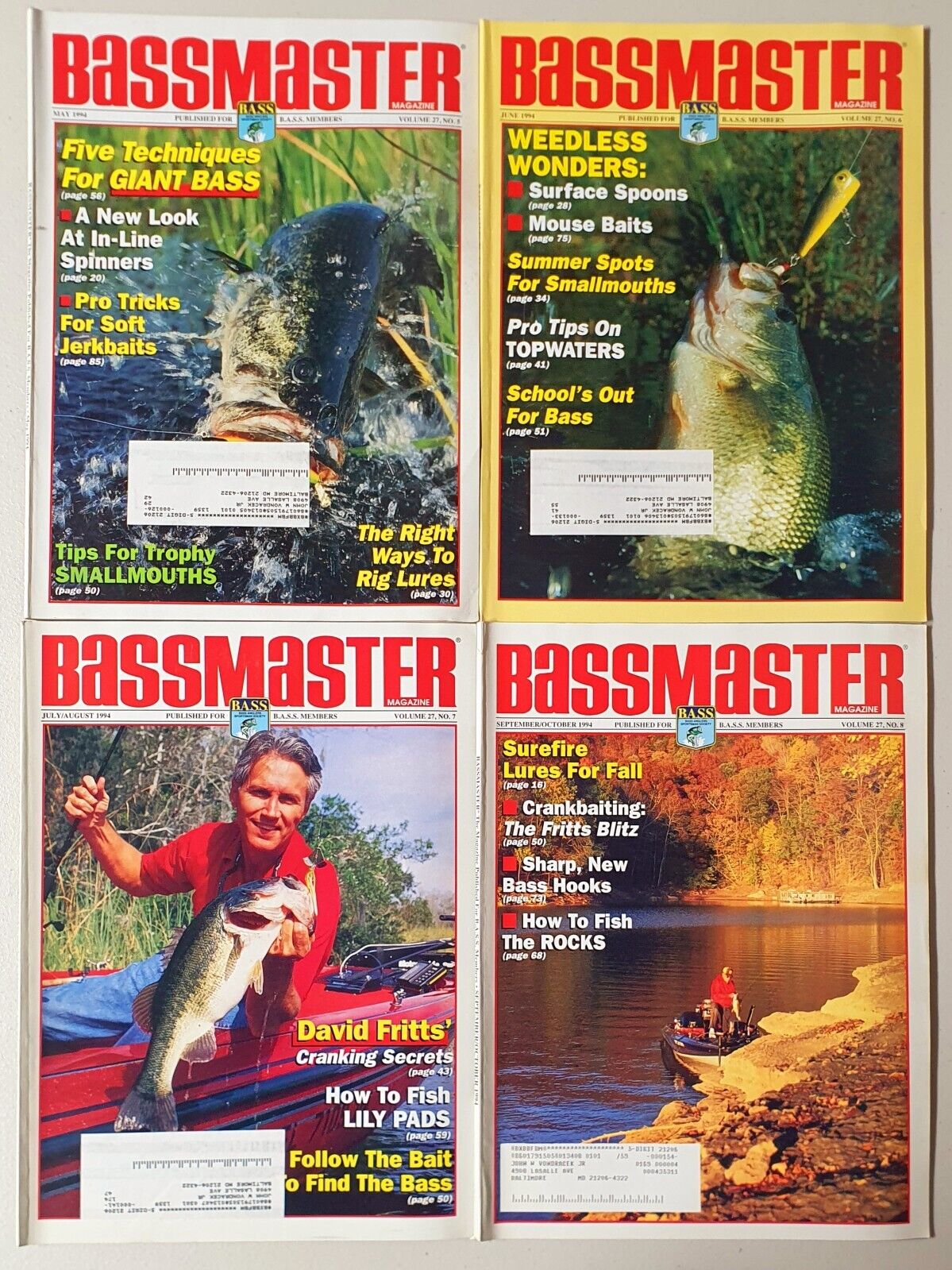 Bass Master magazine Lot of 10 (1994)