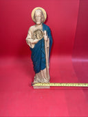 Vintage St. Jude Patron Saint Statue of Lost Causes 12.5" Hard Plastic Figurine