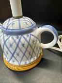 Vintage Hand-Painted Blue and White Teapot Accent Table Lamp