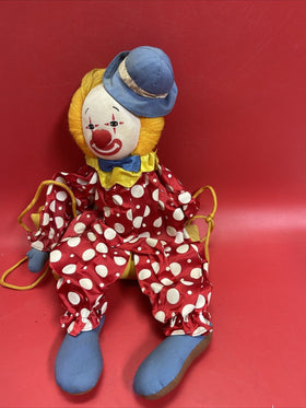 Russ Berrie & Co. Circus Plush Clown Doll On Hanging Trapeze Swing Toy Or decor