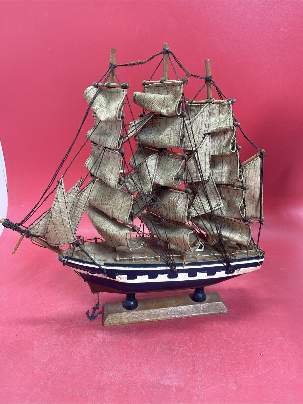 Wooden Ship Model With Anchor