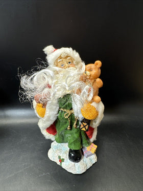 Vintage Santa Claus With Teddy 7.5” Tall