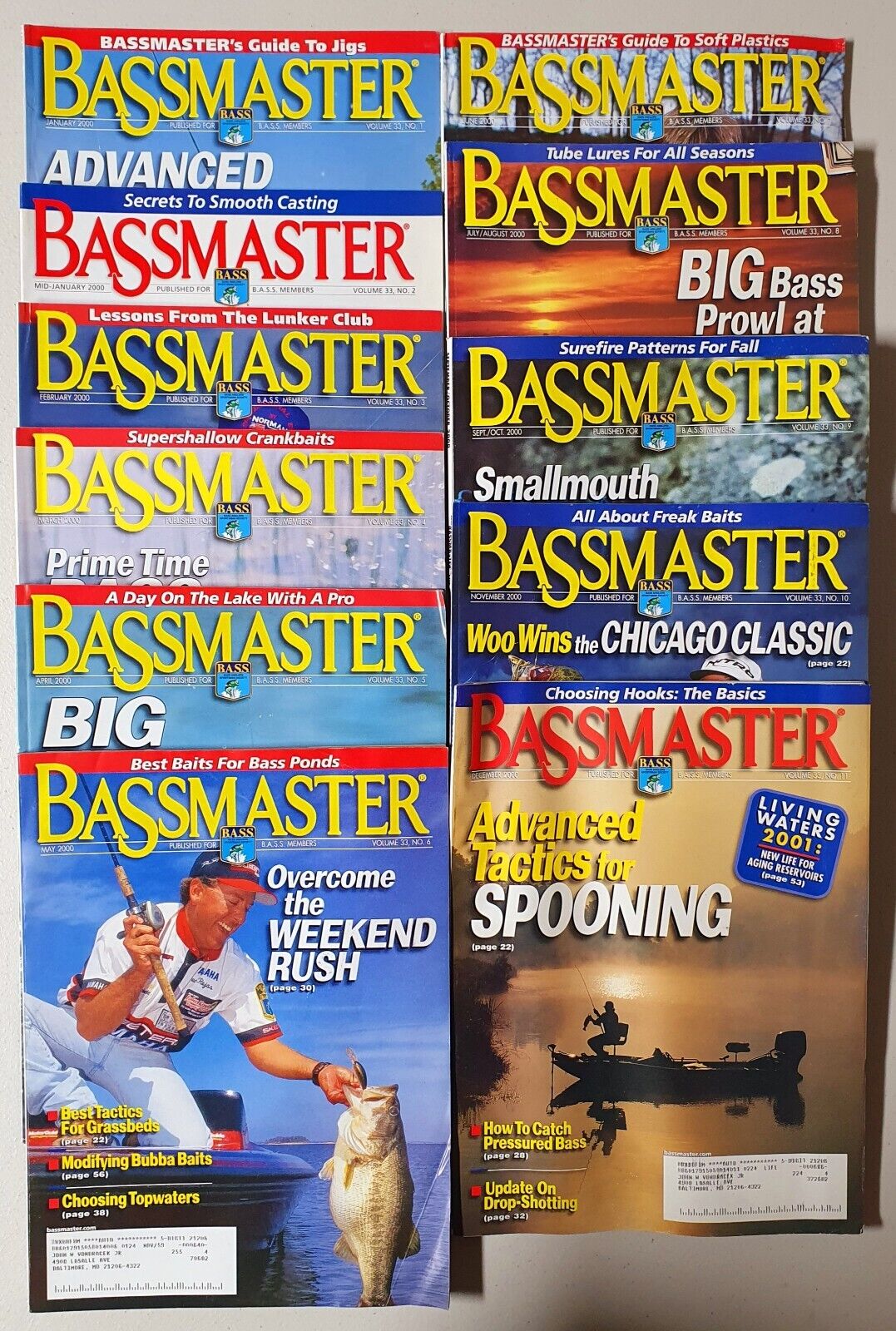 Bass Master magazine Lot of 11 Jan-Dec  (2000)