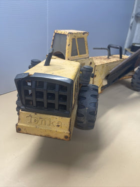 Tonka Mighty 2 Blade Grader Orange 1970's Pressed Steel