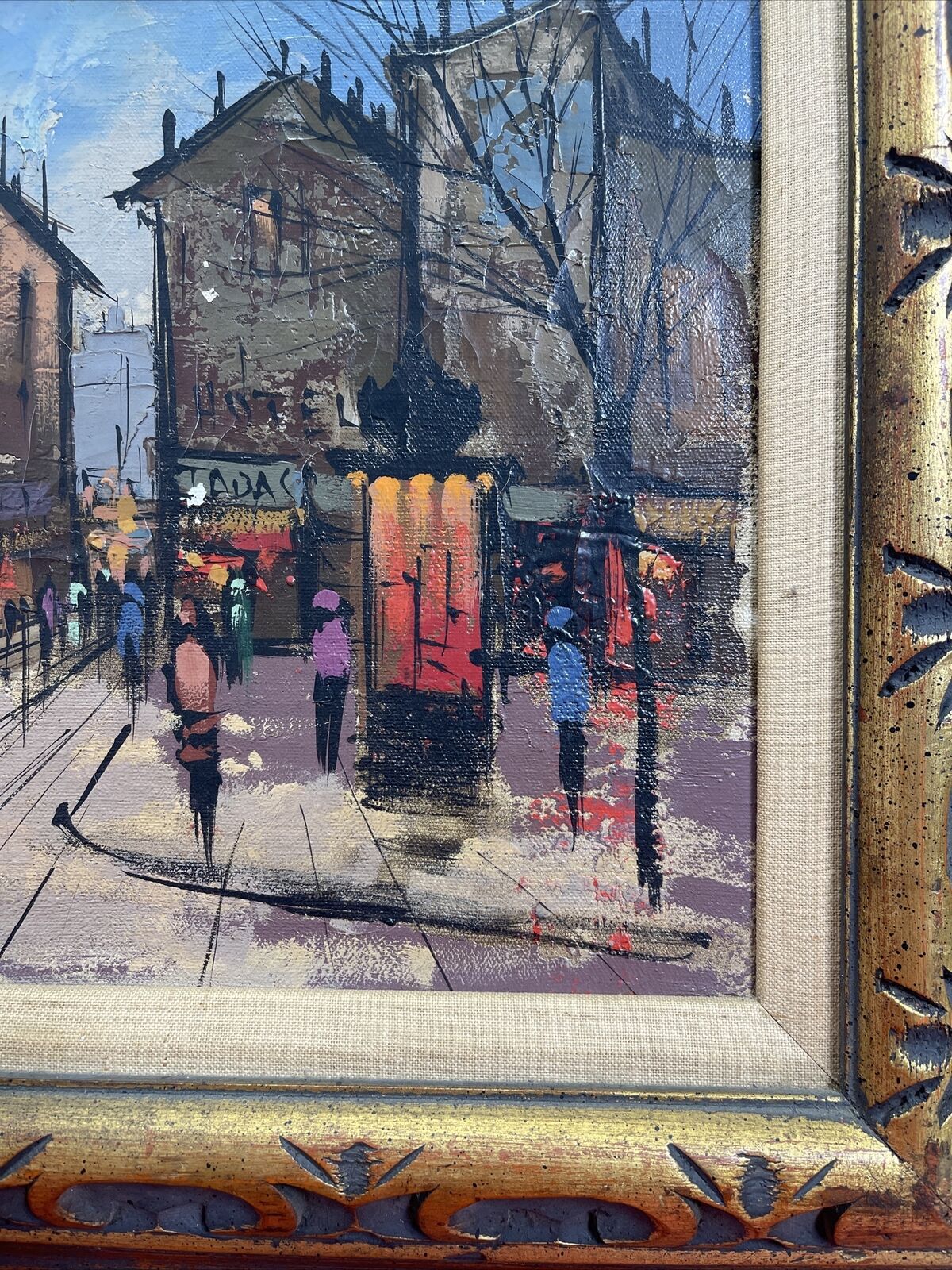 Vintage Oil Painting City.In a Beautiful Frame.