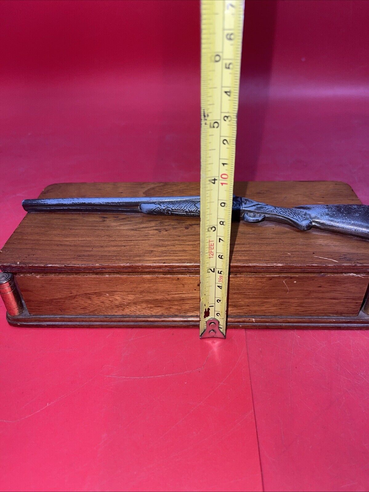 Vintage Folk Art Wood Box With Rifle & Ammo wood