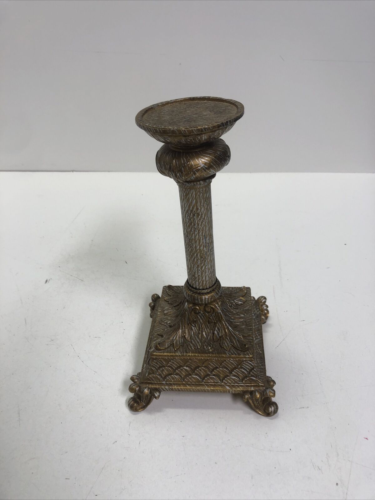 Pillar Candle Holder Resin Marble Ornate Column Base 10" Retro Home Decor