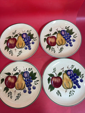 Gibson Hand-Painted 'Fruit Grove' Everyday China 9.5” Plates Ceramic Set 4