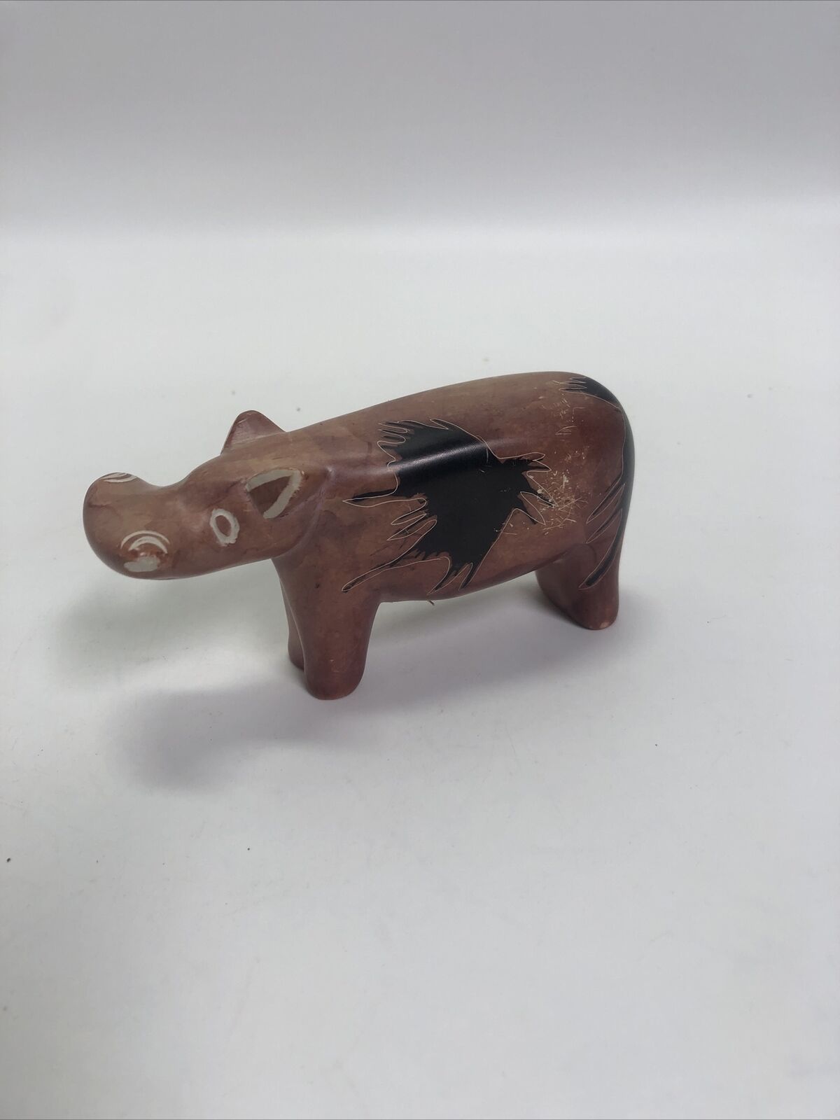 Hippo Figure Carved Stone Soapstone Hippopotamus Kenya African Decor Animal