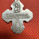 Vintage Malco STERLING SILVER I AM CATHOLIC CALL A PRIEST Crucifix Cross #2