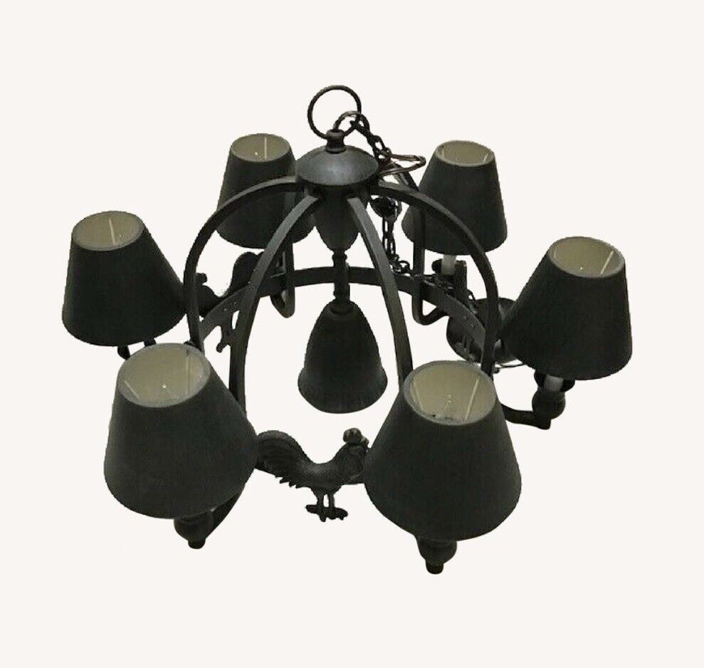 Vintage 7 Light Rooster Chandelier Lamp