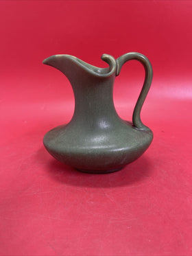Arts and Crafts Hampshire Matte Green  Pottery Pitcher Vase 6”