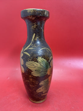 Vintage Antique Floral Pattern Vase, 11.5" Tall