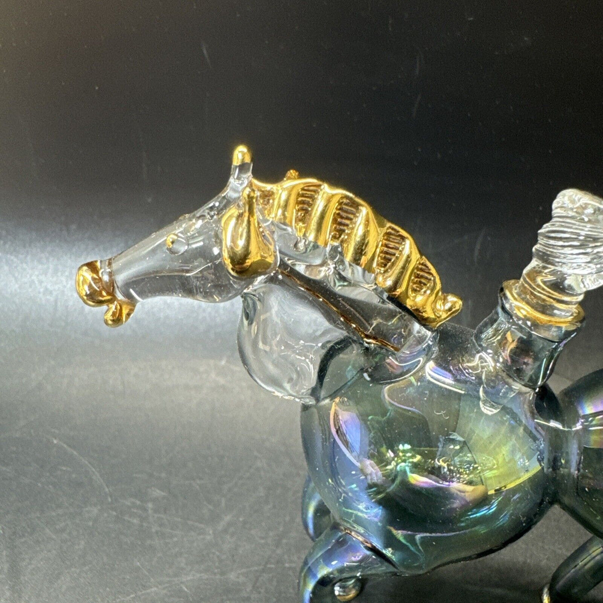 Vintage Hand Blown Glass Horse Perfume Bottles/ Lot Of 3