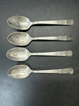 1939 NEW YORK WORLD'S FAIR Lot 4 souvenir spoons WM.ROGERS MFG CO SILVERPLATE