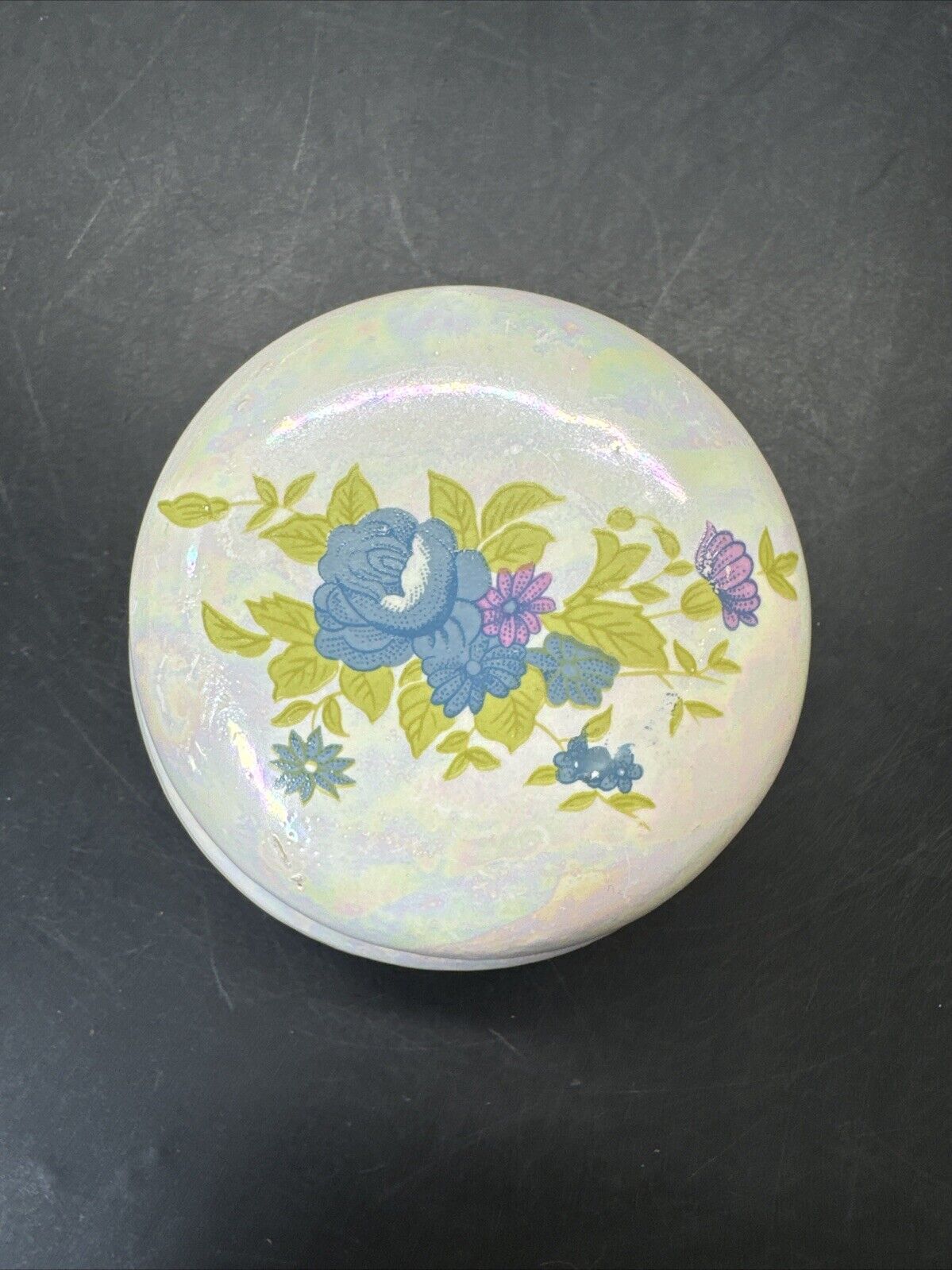 Vintage  Ceramic Flower Design Jewelry Trinket Box/Made in Taiwan, Lot Of 2