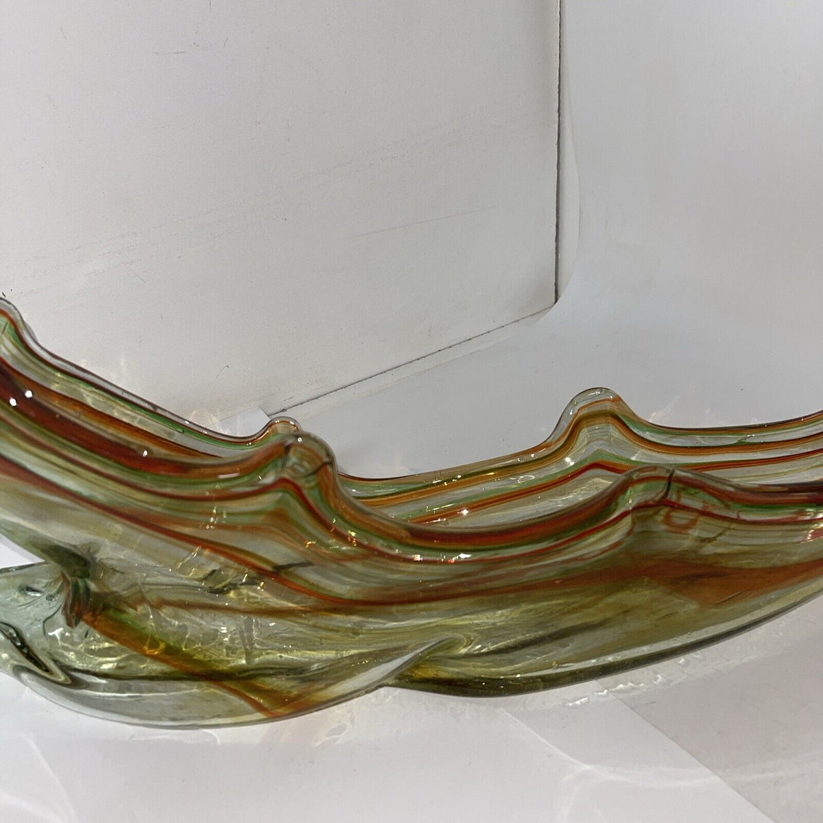 Vintage Large 20" Blown Art Glass Swan  Centerpiece Planter Bowl Dish