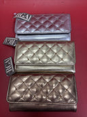 Vintage Roger Gimbel Accessories Quilted Pattern Bifold Long Wallet/Clutch Lot 3