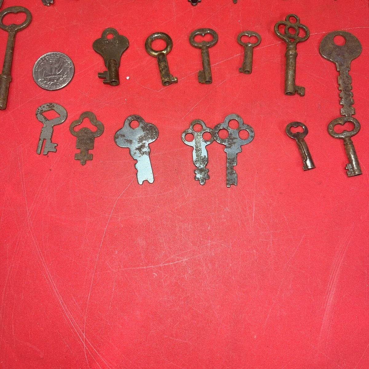 Antique Cabinet Open Barrel Key Lot ~ 35 Keys ~ Different Sizes & Shapes ~ lot 5