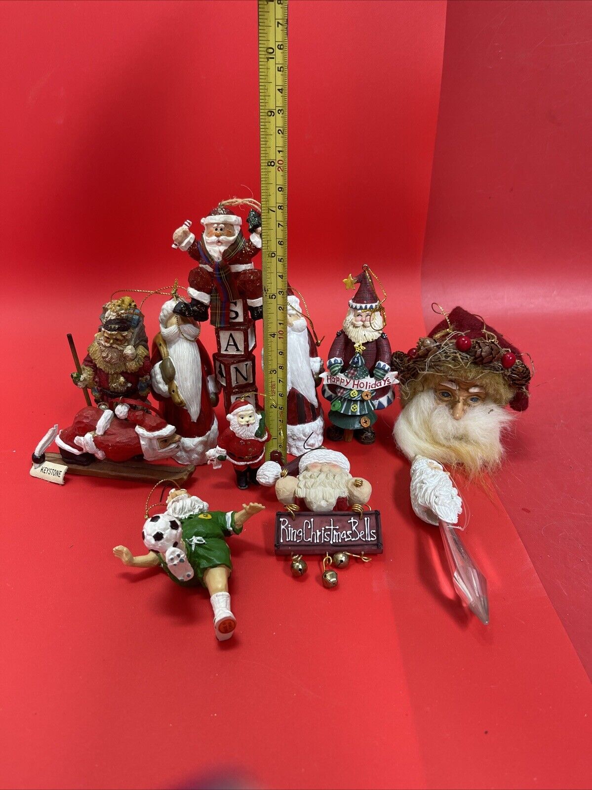 Vintage Santa Ornaments Resin Set Of 11