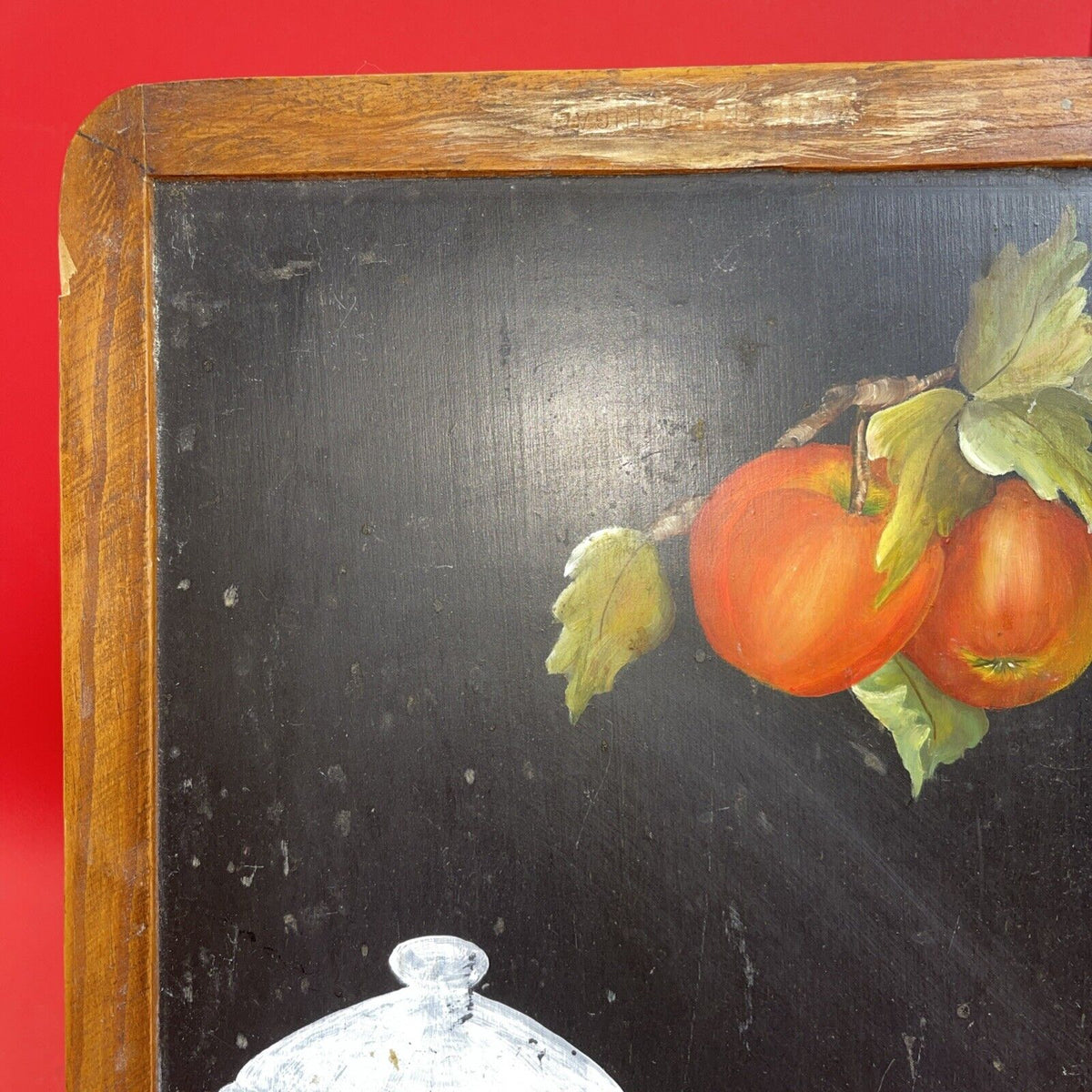 Vintage Framed Handpainted SLATE ART - Apple 🍎