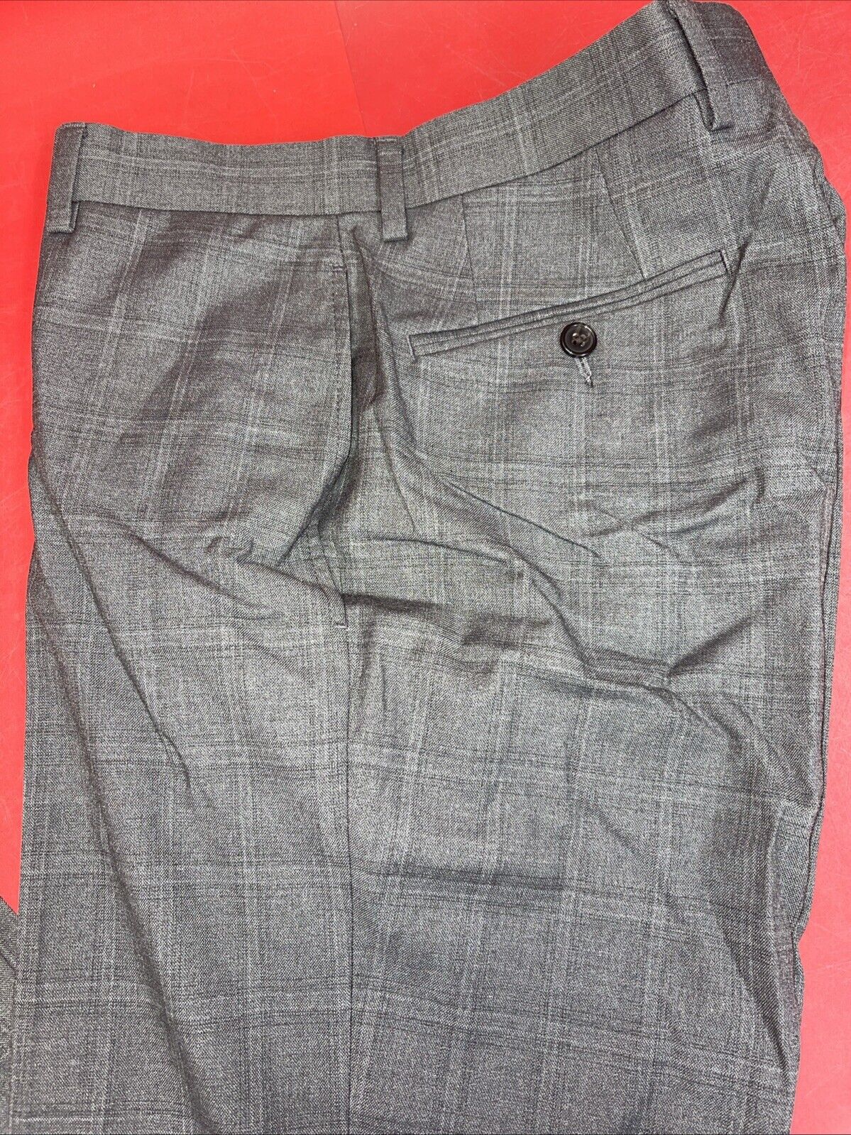 Ralph Lauren Men's Slim Fit Plaid Dress Pants Polyester-Viscose Gray 30X32