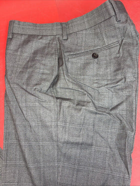 Ralph Lauren Men's Slim Fit Plaid Dress Pants Polyester-Viscose Gray 30X32