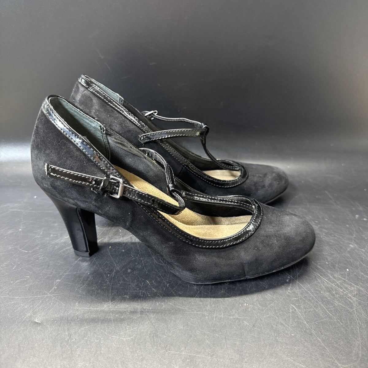 GIANI BERNINI Dressy Black Suede Shoes, 3" Heels 8.5M Padded Innersole