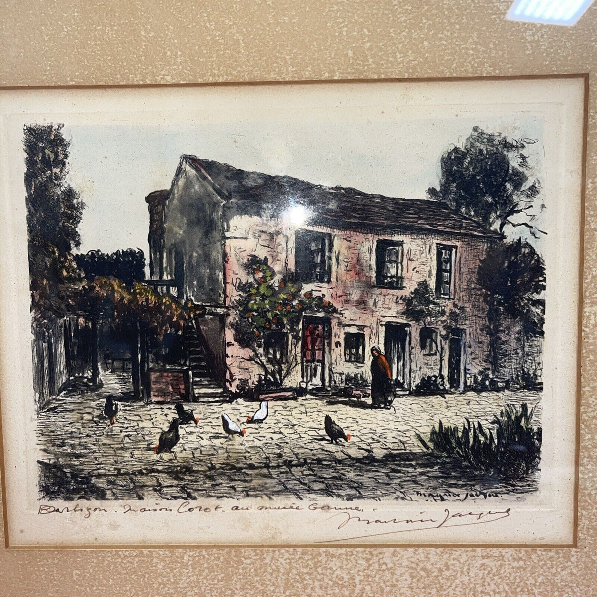 M Jacque Framed Dated Etching "Barbizon l’ancienne Auberge Ganne"